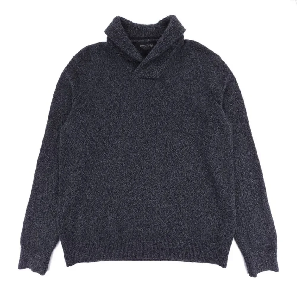 BANANA REPUBLIC 100% Merino Wool Shawl Collar Sweater Old Money Gray Large